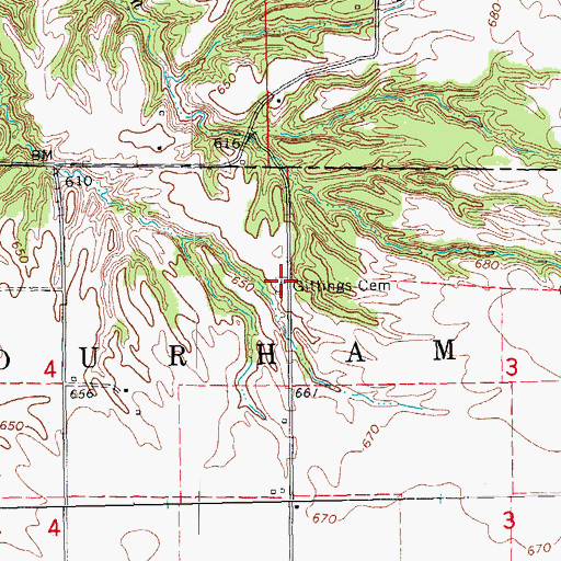 Topographic Map of Gittings Cemetery, IL