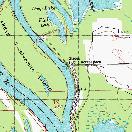 Topographic Map of Glades Public Access Area, IL