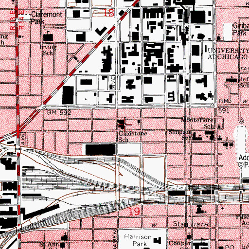 Topographic Map of Gladstone Elementary School, IL