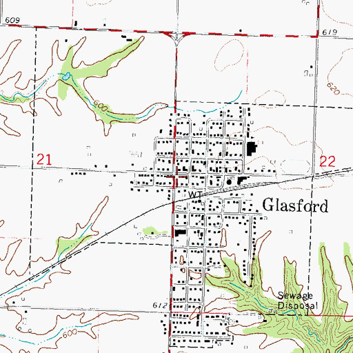 Topographic Map of Glasford, IL