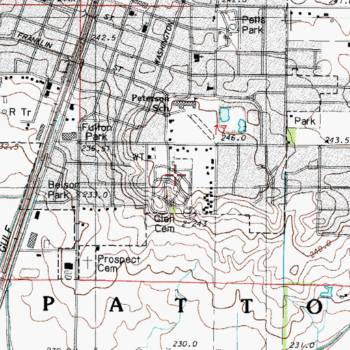 Topographic Map of Glen Cemetery, IL