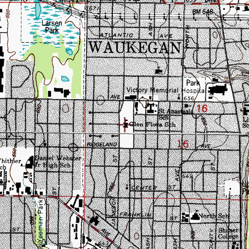 Topographic Map of Glen Flora Elementary School, IL