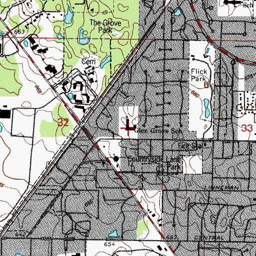 Topographic Map of Glen Grove School, IL