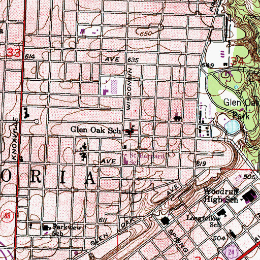 Topographic Map of Glen Oak Primary School, IL