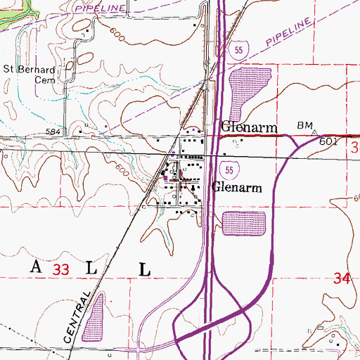 Topographic Map of Glenarm, IL