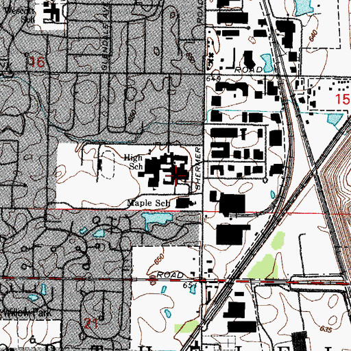 Topographic Map of Glenbrook North High School, IL