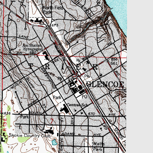 Topographic Map of Glencoe, IL
