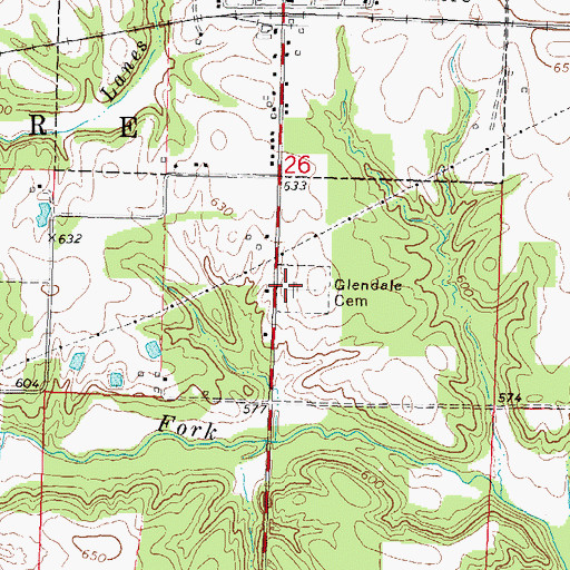 Topographic Map of Glendale Cemetery, IL