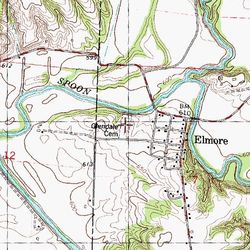 Topographic Map of Glendale Cemetery, IL