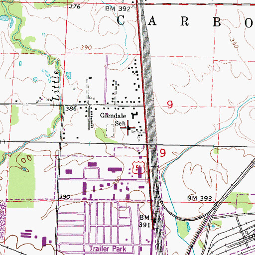 Topographic Map of Glendale School, IL