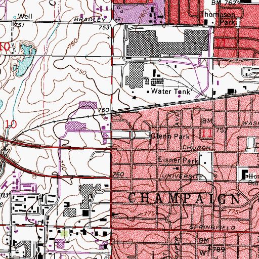 Topographic Map of Glenn Park, IL