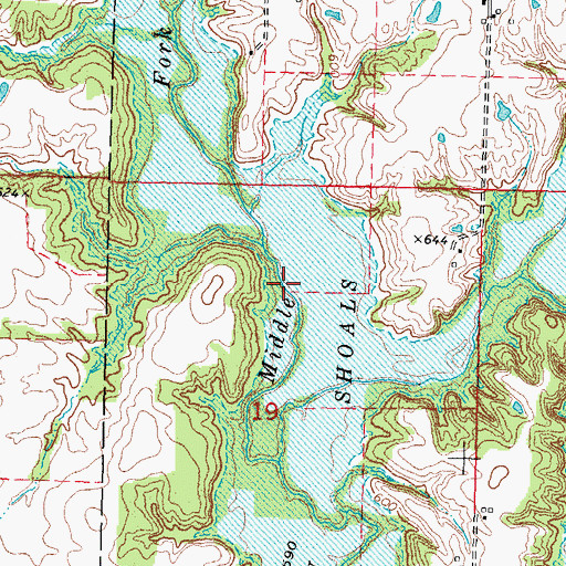 Topographic Map of Lake Glenn Shoals, IL
