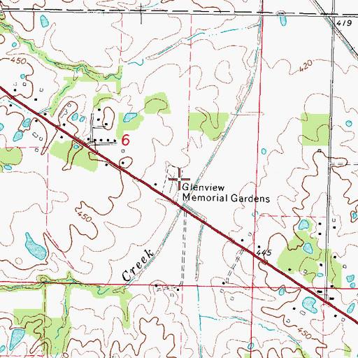 Topographic Map of Glenview Memorial Gardens, IL