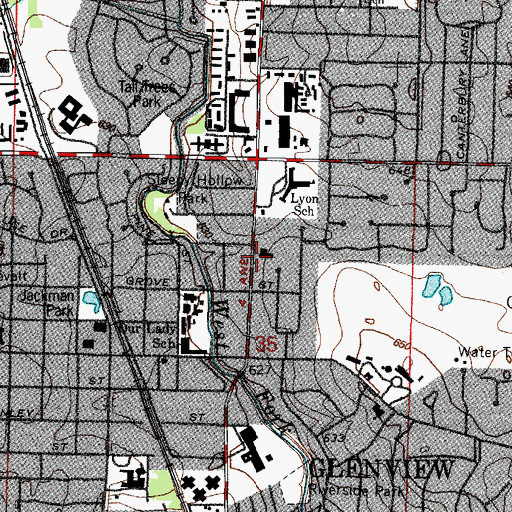 Topographic Map of Glenview School, IL