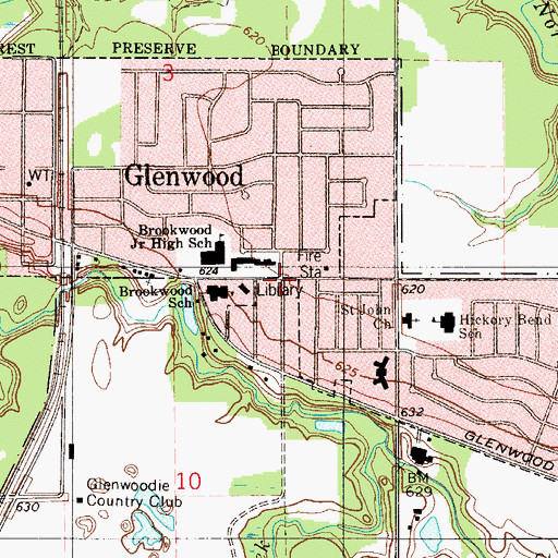 Topographic Map of Glenwood, IL