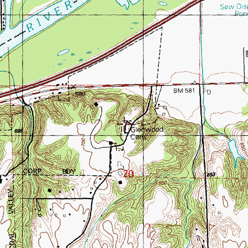 Topographic Map of Glenwood Cemetery, IL