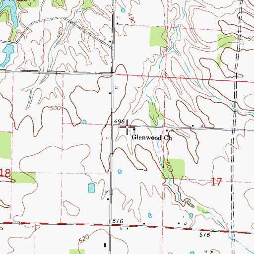Topographic Map of Glenwood Church, IL