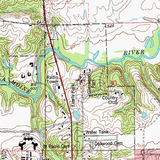 Topographic Map of Glenwood Park, IL