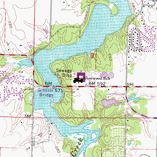 Topographic Map of Glenwood High School, IL