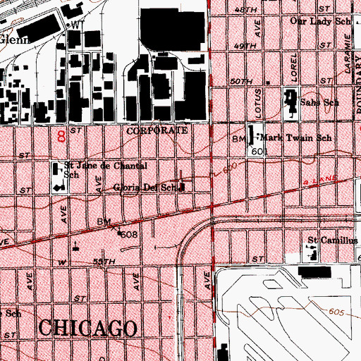 Topographic Map of Gloria Dei School, IL