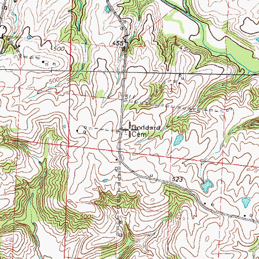 Topographic Map of Goddard Cemetery, IL