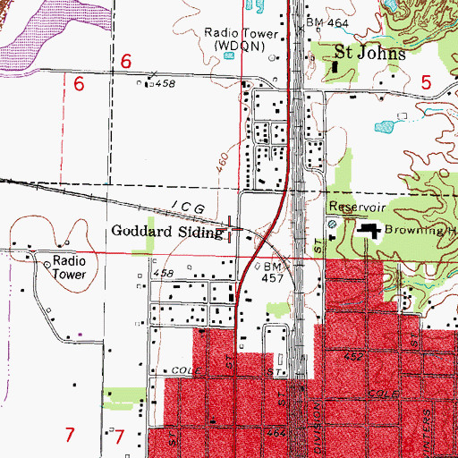 Topographic Map of Goddard Siding, IL