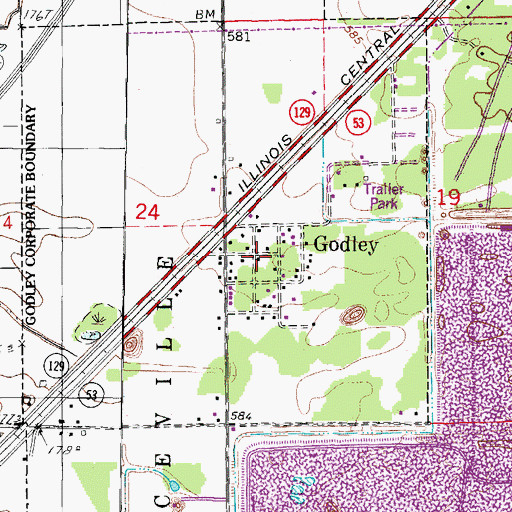 Topographic Map of Godley, IL