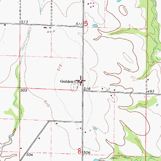 Topographic Map of Golden Church, IL