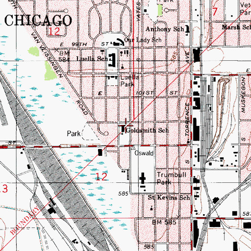 Topographic Map of Goldsmith School, IL