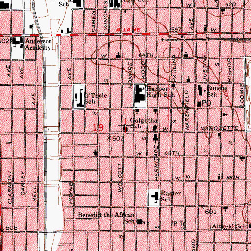Topographic Map of Golgotha School, IL