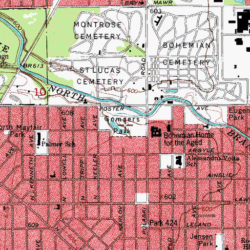 Topographic Map of Gompers Park, IL