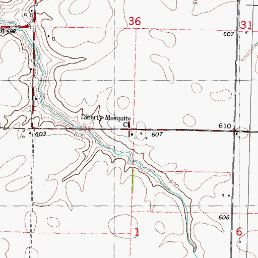 Topographic Map of Liberty Mosquito Church, IL