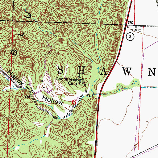 Topographic Map of Goodbread Cemetery, IL