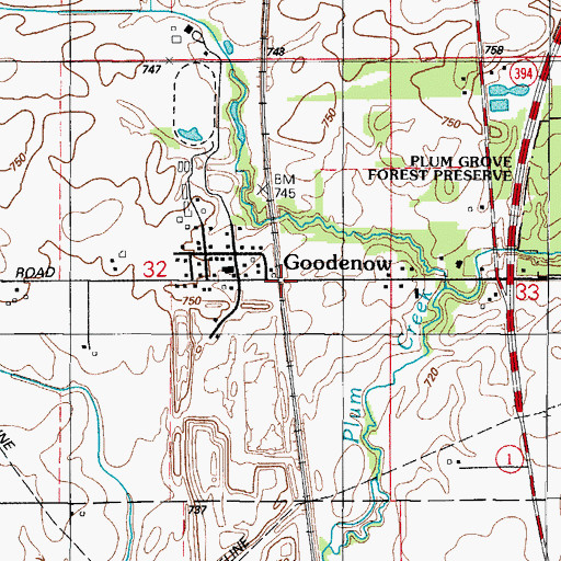 Topographic Map of Goodenow, IL