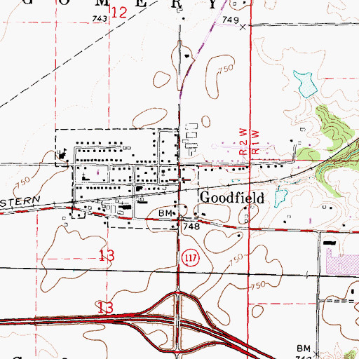 Topographic Map of Goodfield, IL