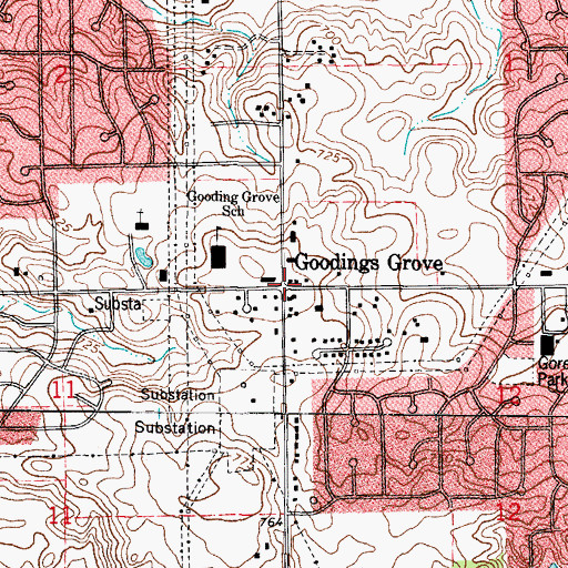 Topographic Map of Goodings Grove, IL