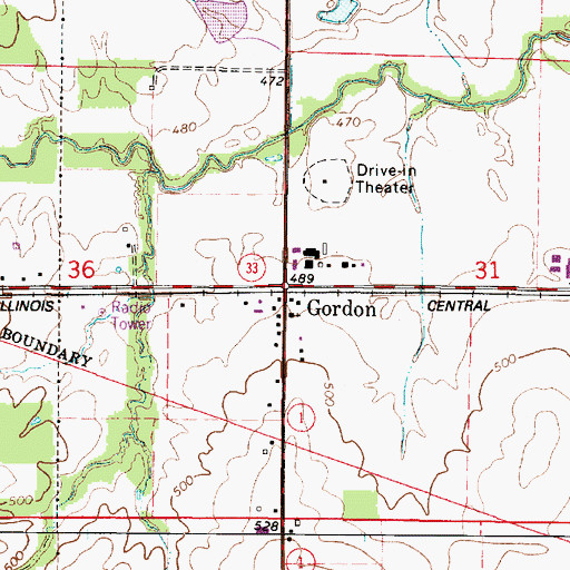 Topographic Map of Gordon, IL