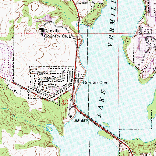 Topographic Map of Gordon Cemetery, IL