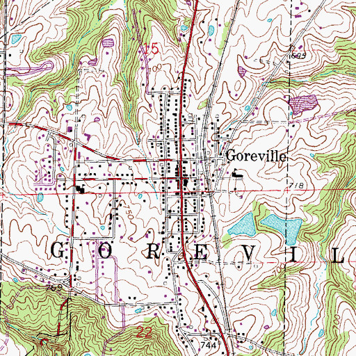 Topographic Map of Goreville, IL