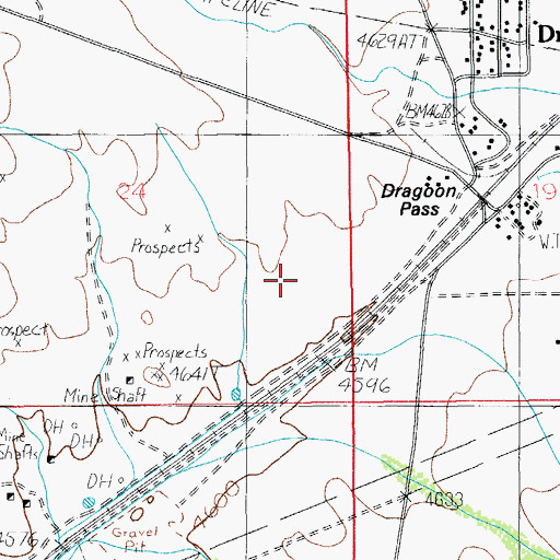 Topographic Map of Dragoon Pass, AZ