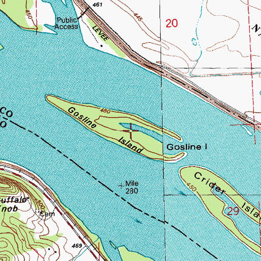 Topographic Map of Gosline Island, IL