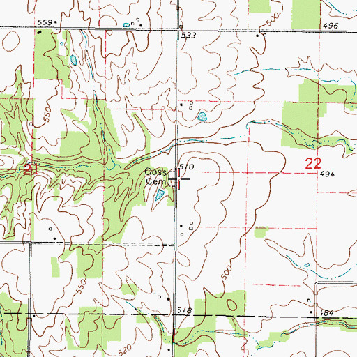Topographic Map of Goss Cemetery, IL