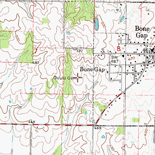 Topographic Map of Gould Cemetery, IL