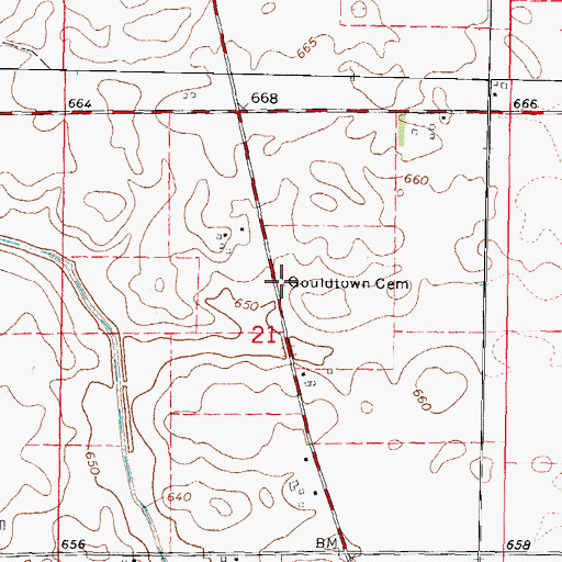 Topographic Map of Gouldtown Cemetery, IL
