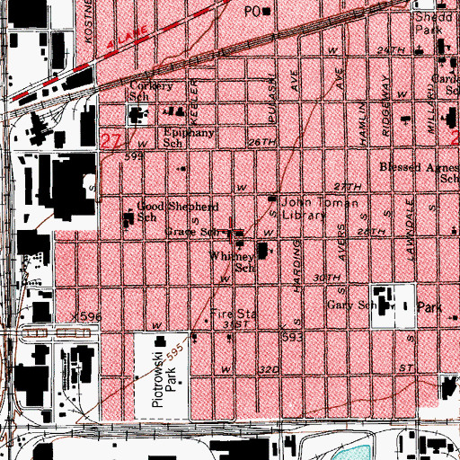 Topographic Map of Grace School, IL