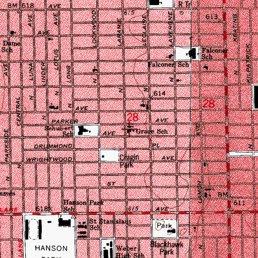 Topographic Map of Grace School, IL