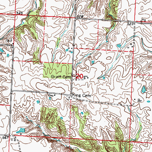Topographic Map of Graff Cemetery, IL