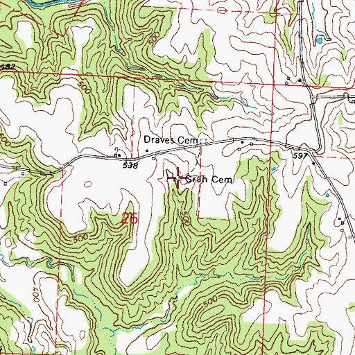 Topographic Map of Grah Cemetery, IL