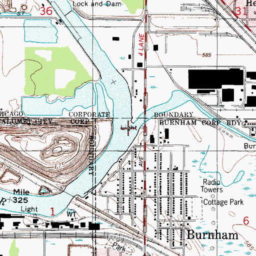 Topographic Map of Grand Calumet River, IL