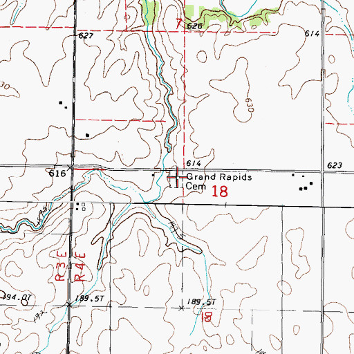 Topographic Map of Grand Rapids Cemetery, IL